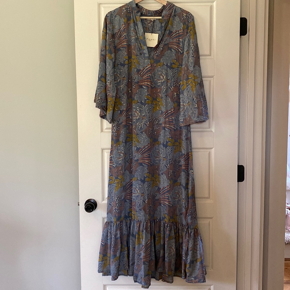 Zara Blue Floral Print Maxi Dress